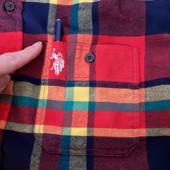 US Polo  Assn plaid button down shirt with stretch Men’s size Large - Picture 5 of 16